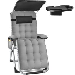 Sun Lounger Cirrus with Plush Padding, Built-in Sun Shade and Folding Function Grey light grey One Size 1