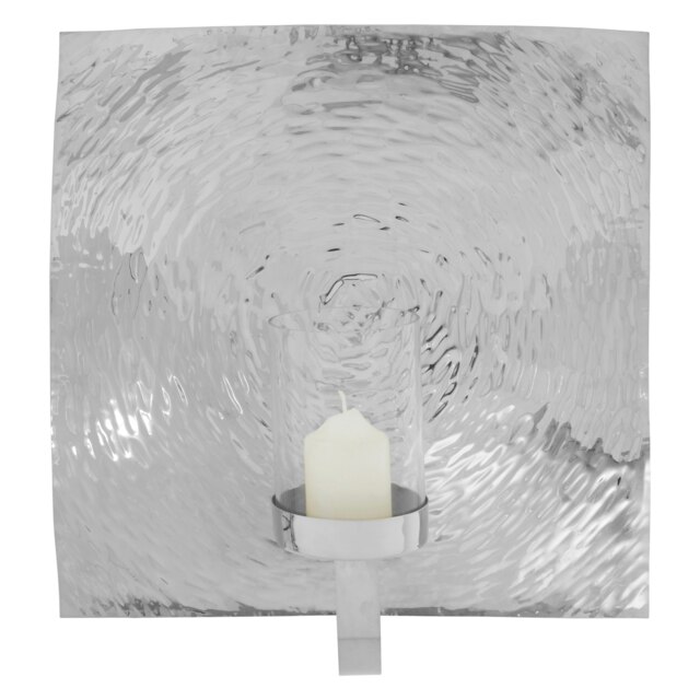 Orsina Large Wall Sconce,Silver Lantern,Textured Aluminum Large Wall Light,Outdoor Wall Lamp With Glass Shade