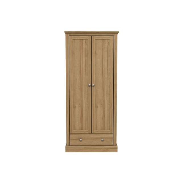 Devon 2 Door Wardrobe - Particle Board - L56 x W79.7 x H181.5 cm - Oak Brown