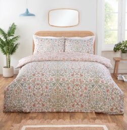 Harrow Microfibre Floral Reversible Duvet Cover Set with Pillowcase Brown King 1