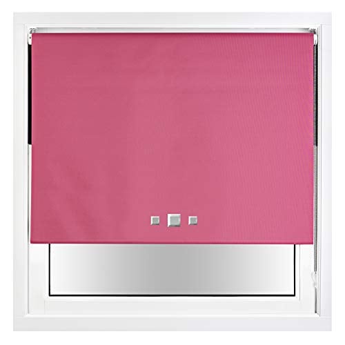 FURNISHED Blackout Roller Blind with Triple Square Eyelets Easy Fit Window Shade Pink Fuchsia (W) 75cm x (L) 165cm