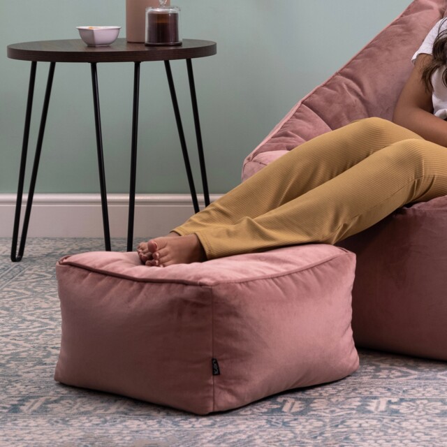 Amara Velvet Bean Bag Pouffe Dusk Pink Pink Dusk Pink 1
