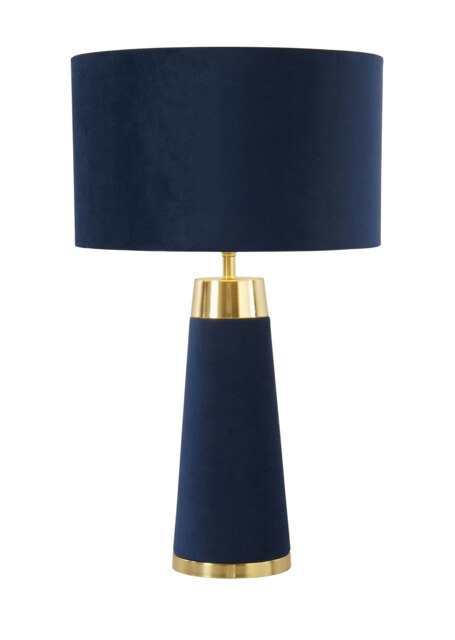 BLUE VELVET & SATIN BRASS TABLE LAMP