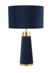 BLUE VELVET & SATIN BRASS TABLE LAMP