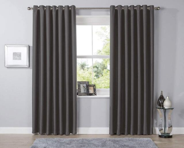 Blackout Curtains in Charcoal, 117cm x 137cm Grey Grey