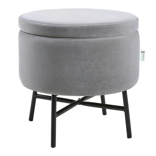 Living and Home Contemporary Velvet Ottoman Metal Legs