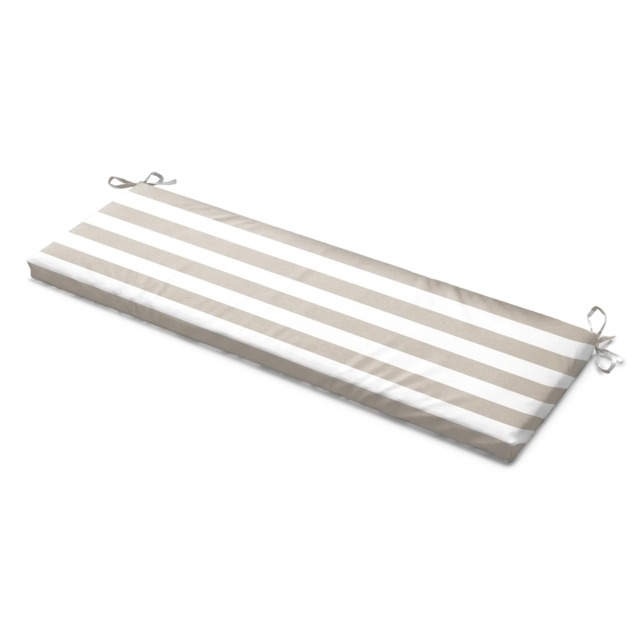 Wide Striped Garden Bench Seat Pad Beige