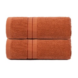 OHS 2 x Luxury 100% Cotton 500GSM Bathroom Hand Towels, 50x80cm - Burnt Orange