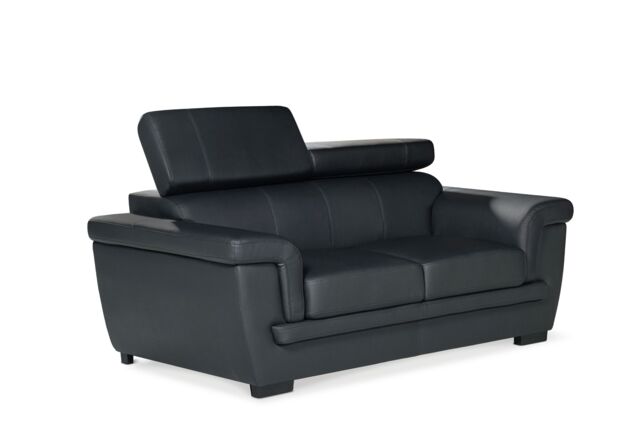 Genuine Leather Black 2 Seater Sofa PORTLAND
