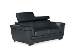 Genuine Leather Black 2 Seater Sofa PORTLAND