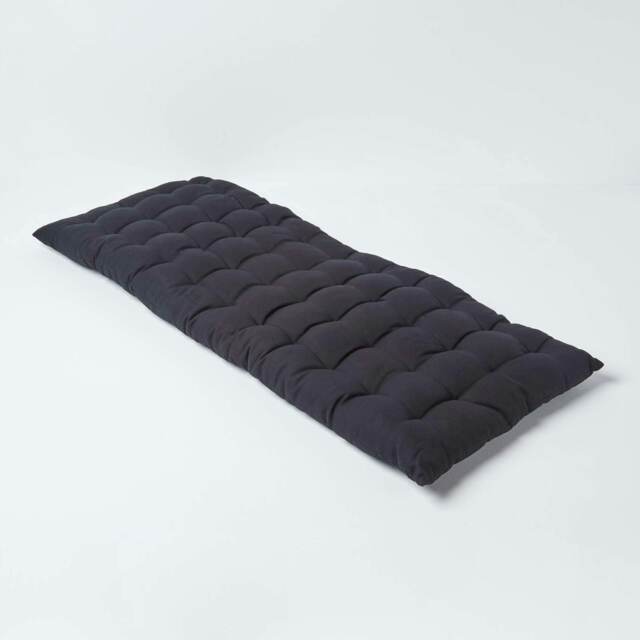 Homescapes Garden Bench Cushion Luxury 2 Seater Cotton Indoor Outdoor Seat Pad Black 108 x 42 cm 1