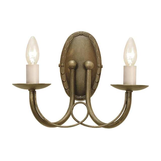 Minster 2 Light Indoor Candle Wall Light Black, Gold, E14