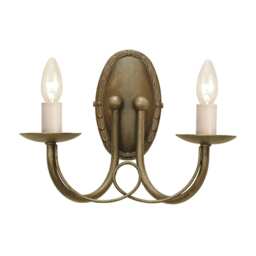 Minster 2 Light Indoor Candle Wall Light Black, Gold, E14