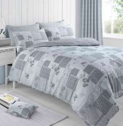 Velosso Maya Printed Cotton Blend Duvet Cover and Pillowcase Set Grey Double