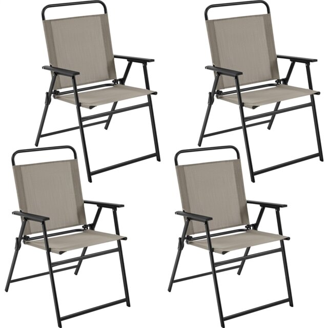 Yaheetech Set of 4 Outdoor Texteline Foldable Dining Chairs-Brown Brown Brown One Size