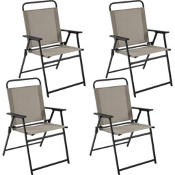 Yaheetech Set of 4 Outdoor Texteline Foldable Dining Chairs-Brown Brown Brown One Size