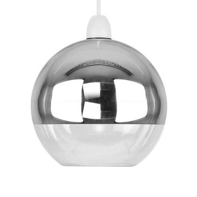 ValueLights Daelim Chrome Dome Glass Pendant Shade Silver