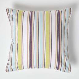 Homescapes Cotton Osaka Green Stripe Cushion Cover - 60 x 60 cm Green Green 60 x 60 cm