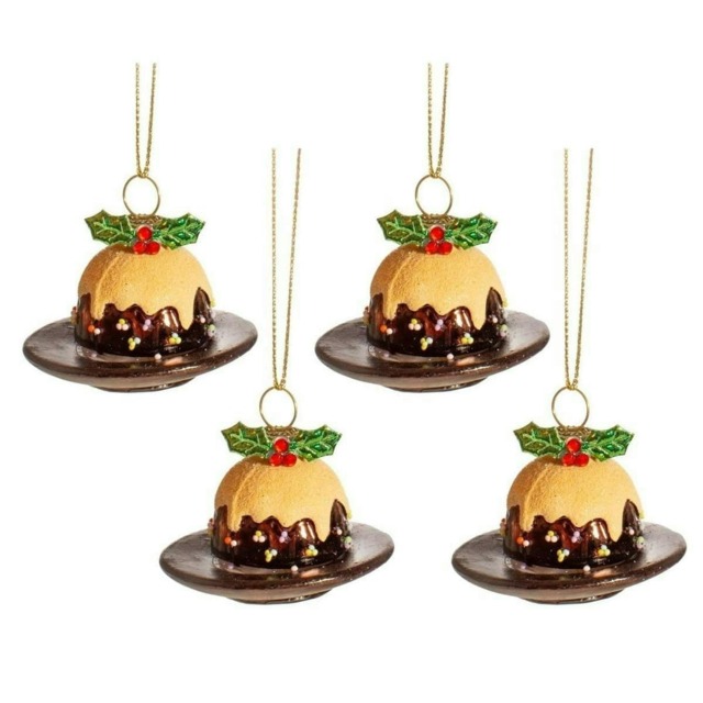 Sass & Belle Christmas Mini Baubles Set of 4 Christmas Puddings