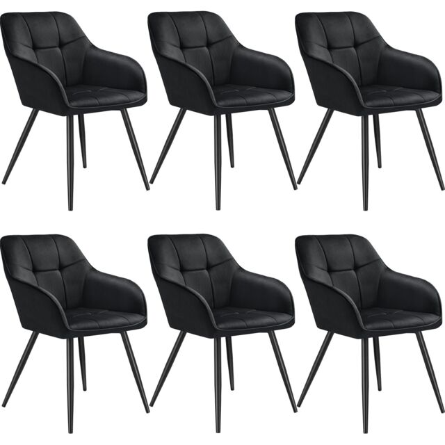 Dining Chair Marilyn - velvet look, quilted pattern Black black/black 6
