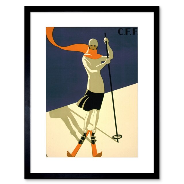 "St Croix Switzerland Alps Sport Alpine Ski Vintage Ad 9x7"" Black Framed Wall Art Print"