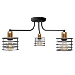 Edison Multi Arm Semi Flush Ceiling Light Black, Copper 65cm