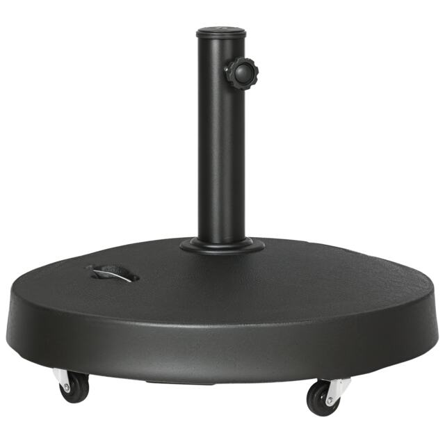 Outsunny 25kg Round Resin Garden Parasol Base for Poles of 38mm-48mm Black Black