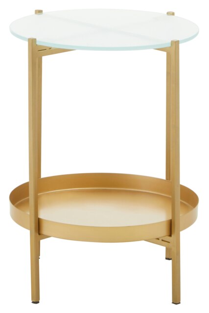 Pali Two Tier Glass And Iron Side Table Gold