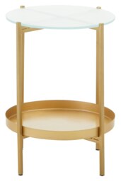 Pali Two Tier Glass And Iron Side Table Gold