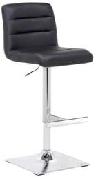 Luscious Single Kitchen Bar Stool, Chrome Footrest, Height Adjustable Swivel Gas Lift, Breakfast Bar & Home Barstool, Black