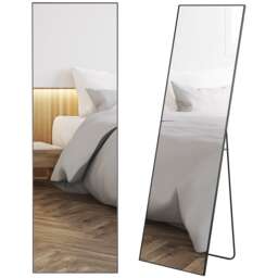HOMCOM Full Length Mirror, Standing or Wall-Mounted Dressing Mirror, Black