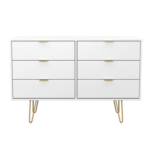 Honshu 6 Drawer Wide Chest of Drawers in White Matt (Ready Assembled) White White Matt