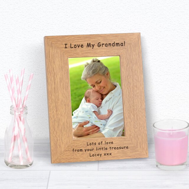 Personalised I Love My Grandma Wood Picture Frame 7 x 5