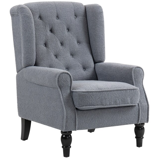 HOMCOM Accent Armchair Home Furniture Retro Tufted Club Fabric Grey Grey Grey