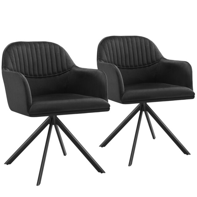 Lounge Armchair Living Room Accent Chair 360 Swivel Slim Steel Legs Velvet Fabric Black black/black 2