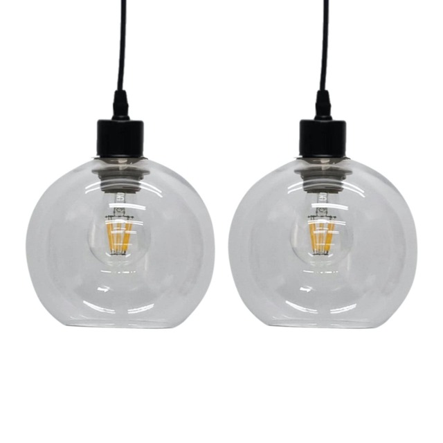 Set of 2 Barnum - Clear Glass Globe Easy Fit Pendant Shades Clear Small 2