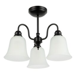 Classic and Ornate Matte Black Ceiling Light Fitting with Glass Shades