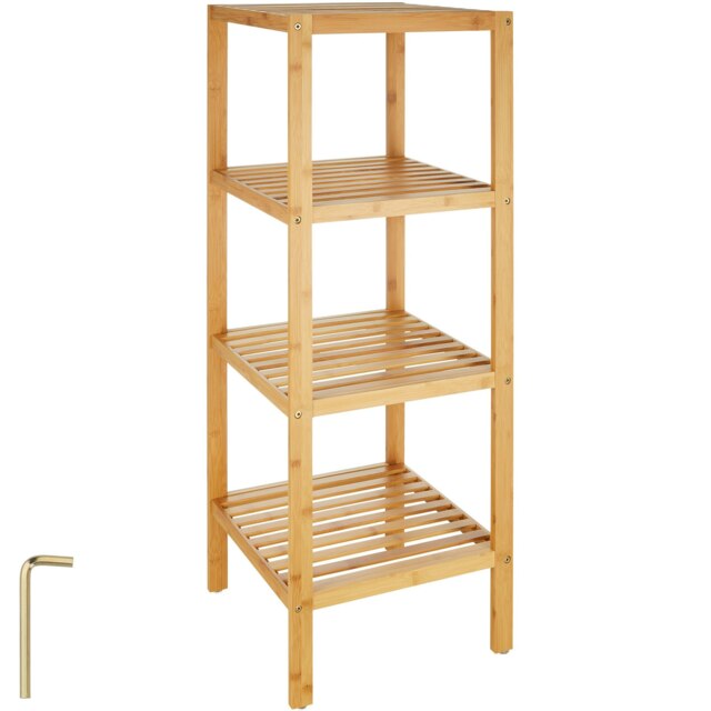 Standing bathroom shelf - 4 tiers in bamboo Brown