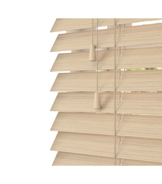 70cm Natural Oak Faux Wood Venetian Blinds with String (120cm Drop) Brown Brown