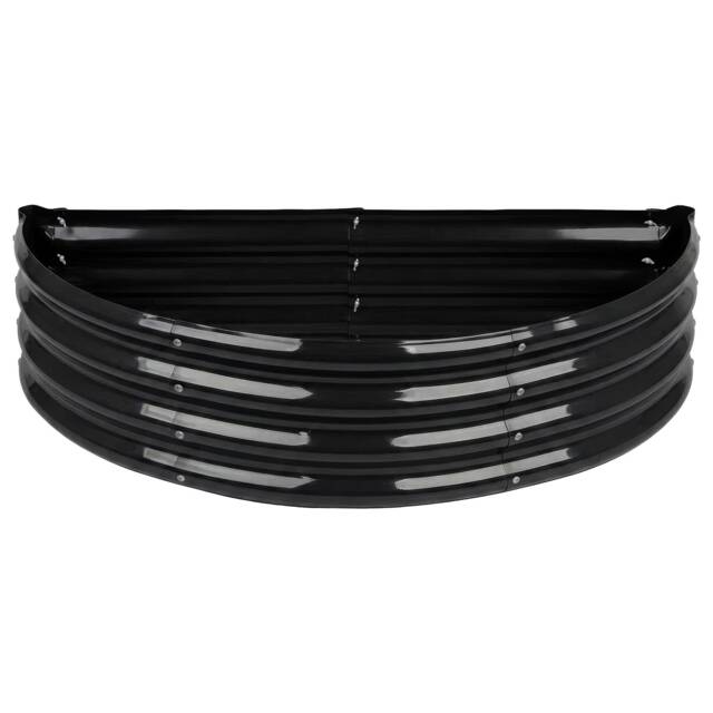 Harbour Housewares Raised Garden Bed - Anthracite Semi-Circle Bottomless Galvanised Steel Metal Planter Box 120 x 60cm