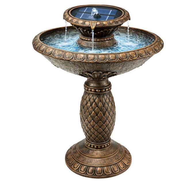 Gardenwize Solar Bird Bath Water Fountain Feature with LED
