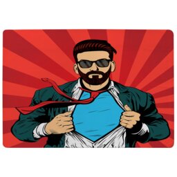 Strong Businessman In Glasses In Comic Style. Success Concept Designer Rug Multi