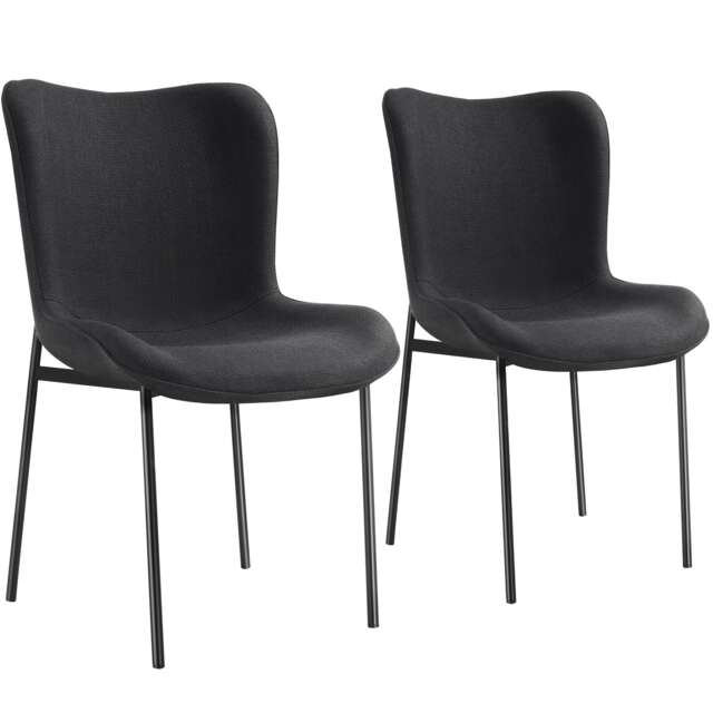 Dining Chair Tessa - ergonomic high backrest, slim steel legs, soft fabric Black Woven fabric black/black 2
