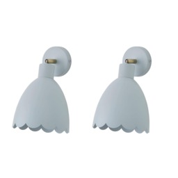 ValueLights Millie Pair Powder Blue Scallop Adjustable Wall Lights Blue