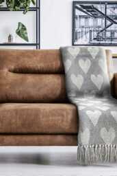 Heart Recycled Cotton Throw 50 X 60 Inch Charcoal