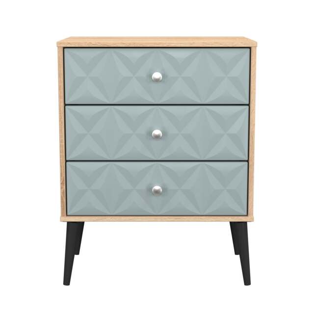 Toledo 3 Drawer Midi Chest of Drawers in Duck & Bardolino Oak (Ready Assembled) Blue Duck & Bardolino Oak
