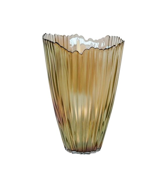Mocha Rippled Vase - Glass - L14.5 x W14.5 x H25 cm - Mocha Brown