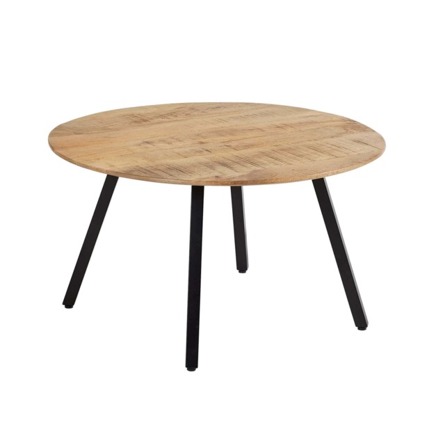Coffee Table Wooden Top Home Living Furniture Pencil Iron Legs Brown