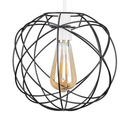 ValueLights Rutherford Matte Black Metal Basket Cage Ceiling Pendant Light Shade Black