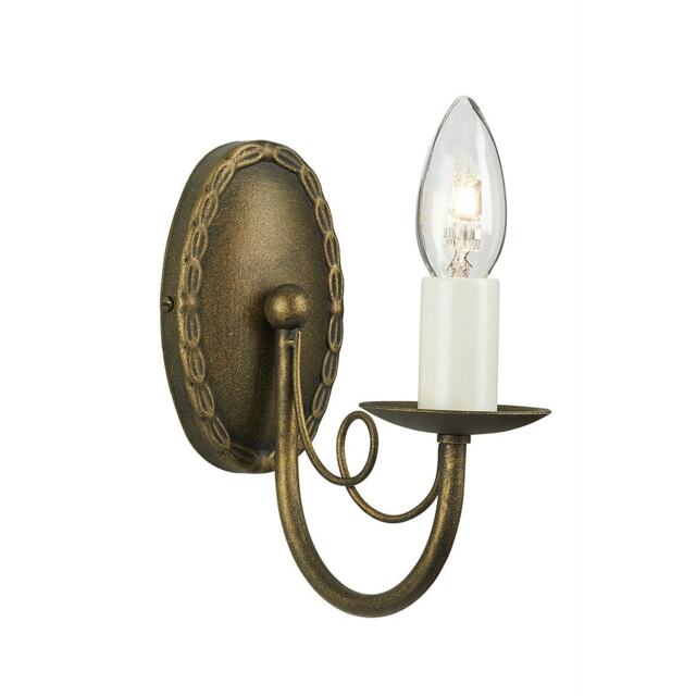 Minster 1 Light Indoor Candle Wall Light Black, Gold, E14